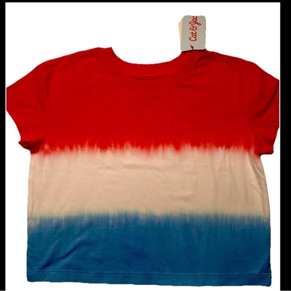 Cat & Jack Red Blue White Tie-Dye T-shirt short sleeve kids sizes choose size👇 - Picture 1 of 13